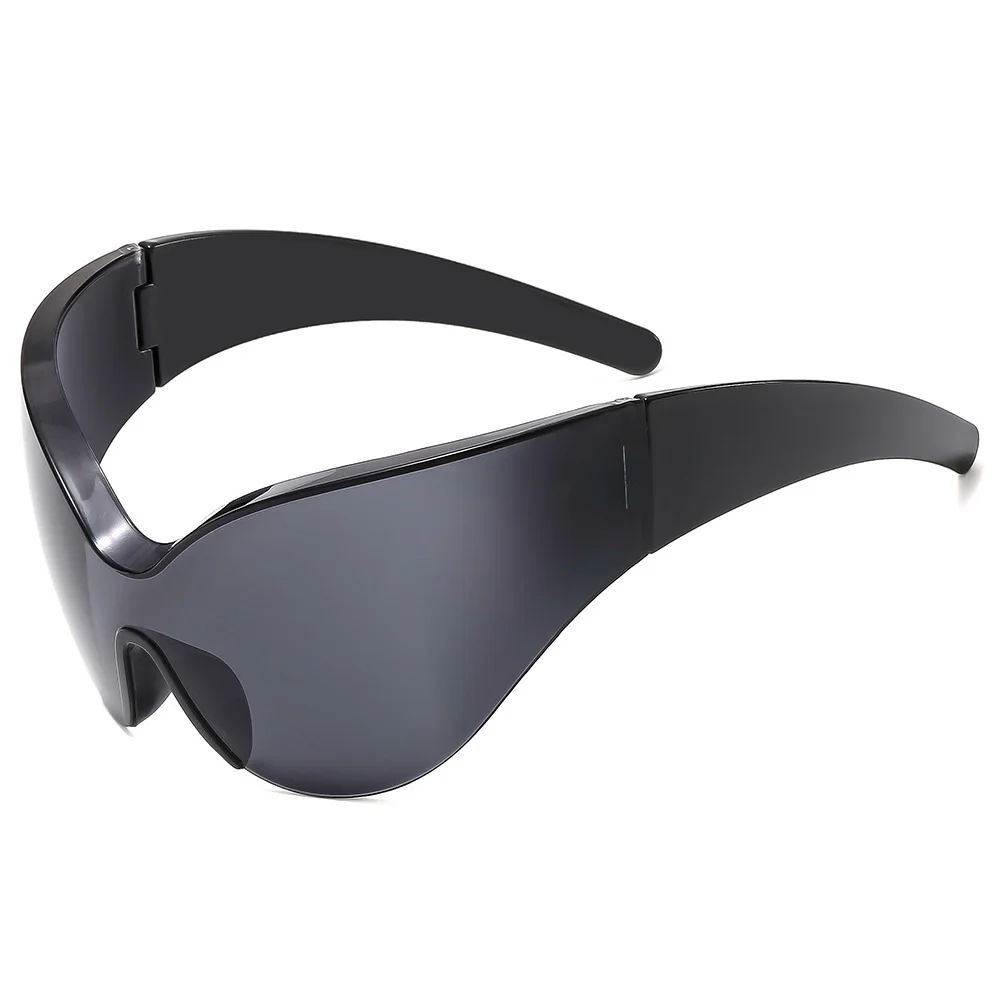 New Y2K One Piece Sunglasses For Women Vintage Luxury Brand Hip Hop Concave Cat Eye Sun Glasses Men Fashion Trend Shades