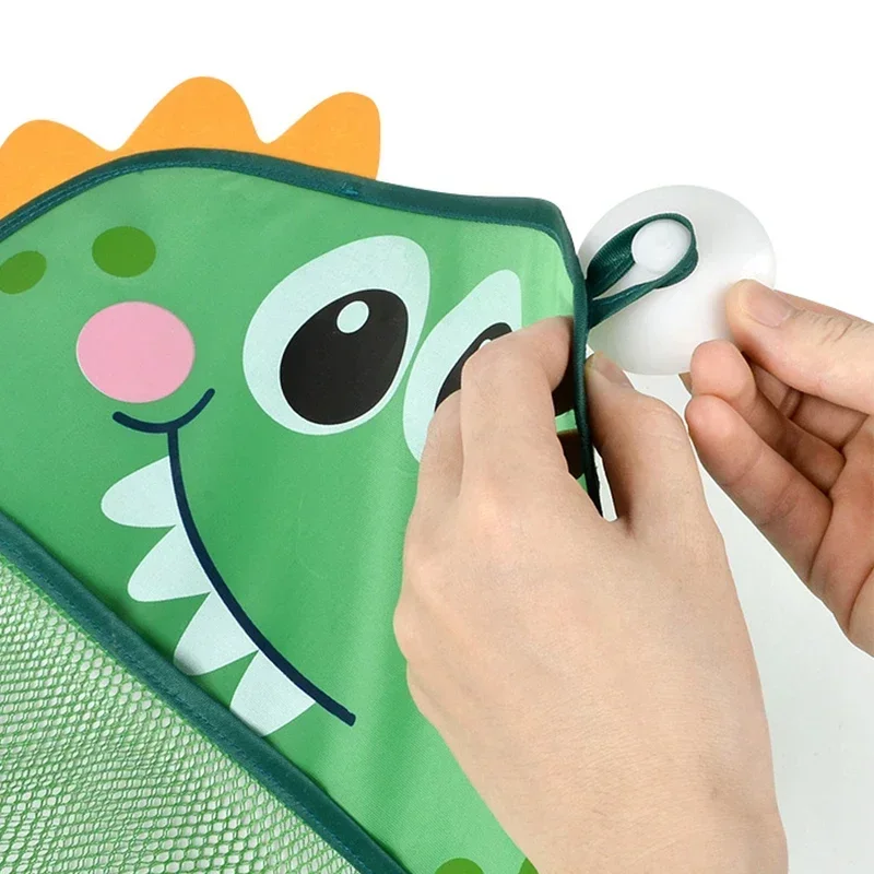 Kids Tidy Organizer Storage Suction Bag Water Toys Bathroom Bathtub Doll Hanging Bag Dinosaur Animal Baby Bath Toys Basket Mesh view 4