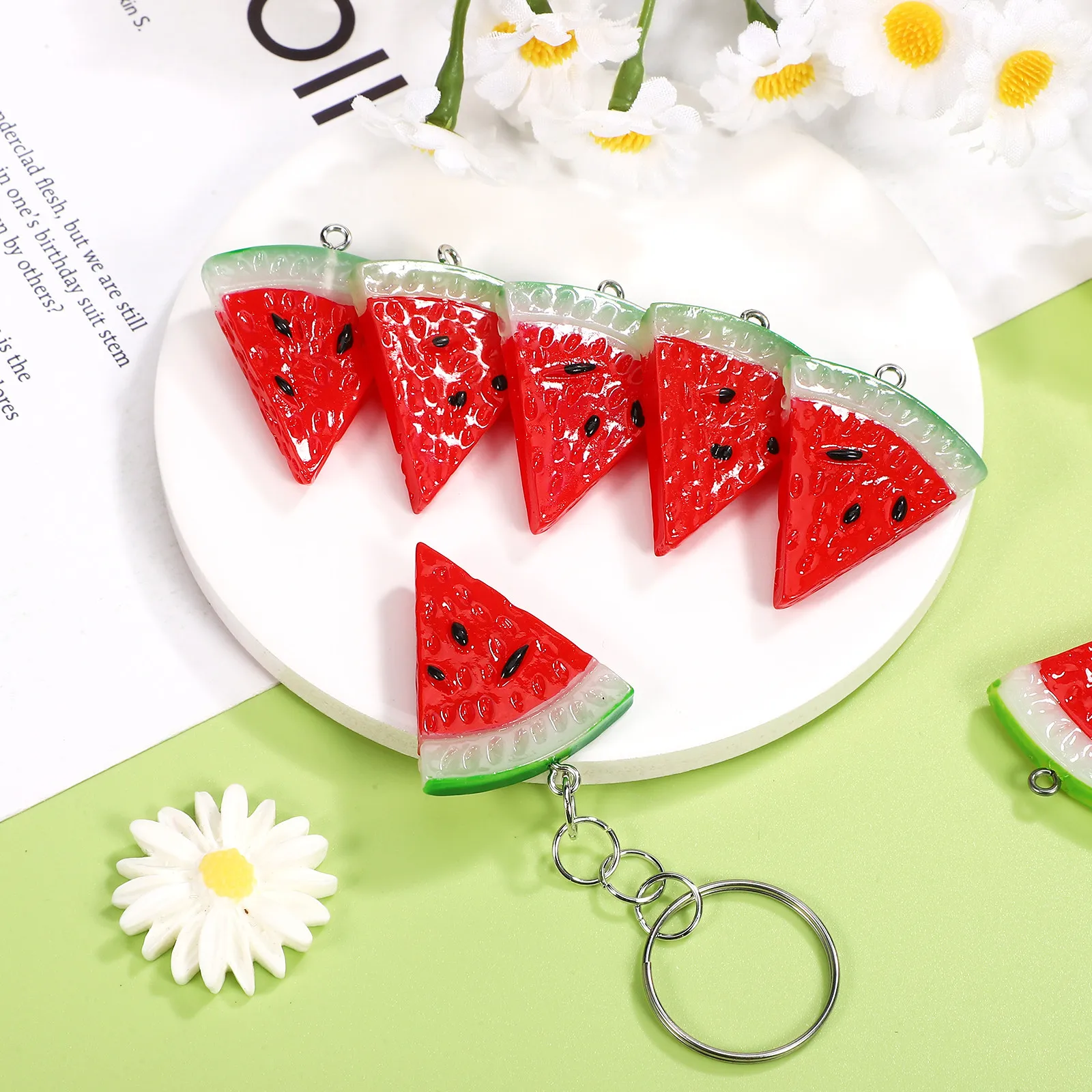 

20Pcs Resin Mini Watermelon Charms Realistic Fruit Pendants for Jewelry Making DIY Bracelets Necklace Earrings Accessories