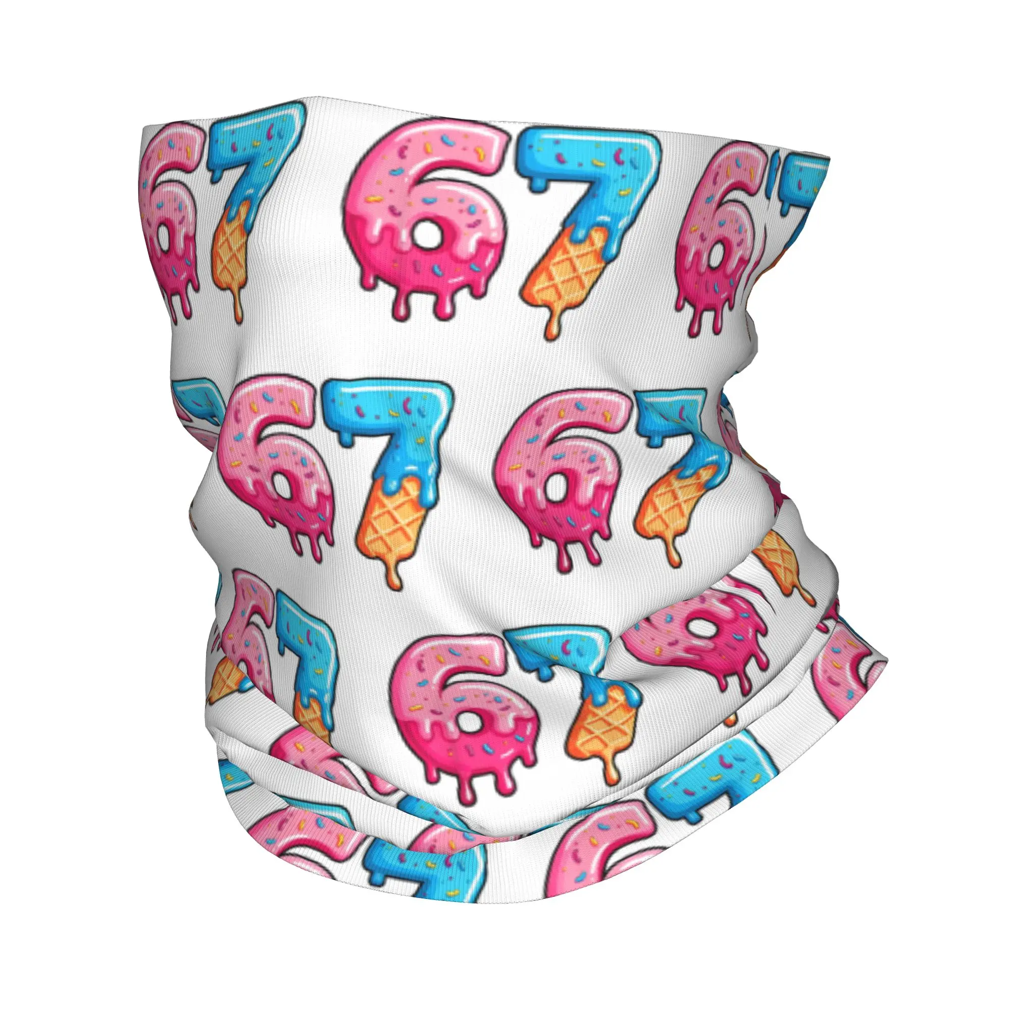 

Six Seven Ice Cream Drip Sports Cool Meme 67, забавная бандана с номером, маска на шею, шарф, маска для лица, верховая езда для мужчин и женщин