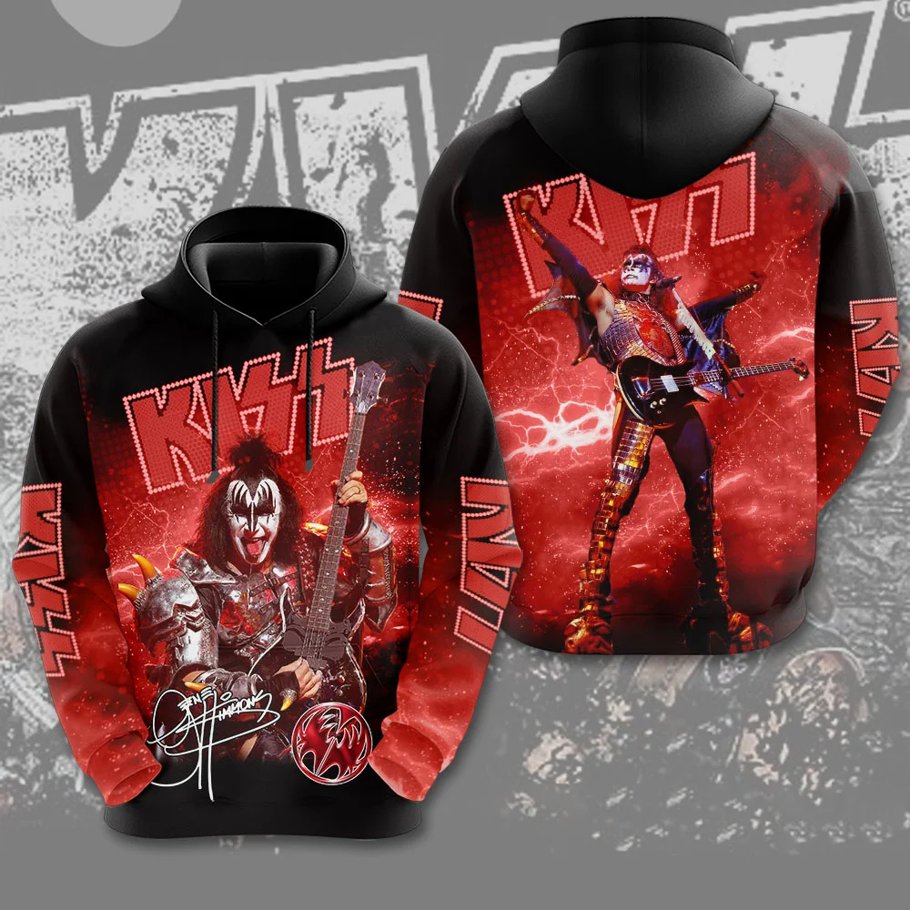 

Rock Band Kiss Hoodies 3D Print Men Women Hip Hop Oversized Pullover Hooded Sweatshirts Fashion Streetwear Man Tops Clothing