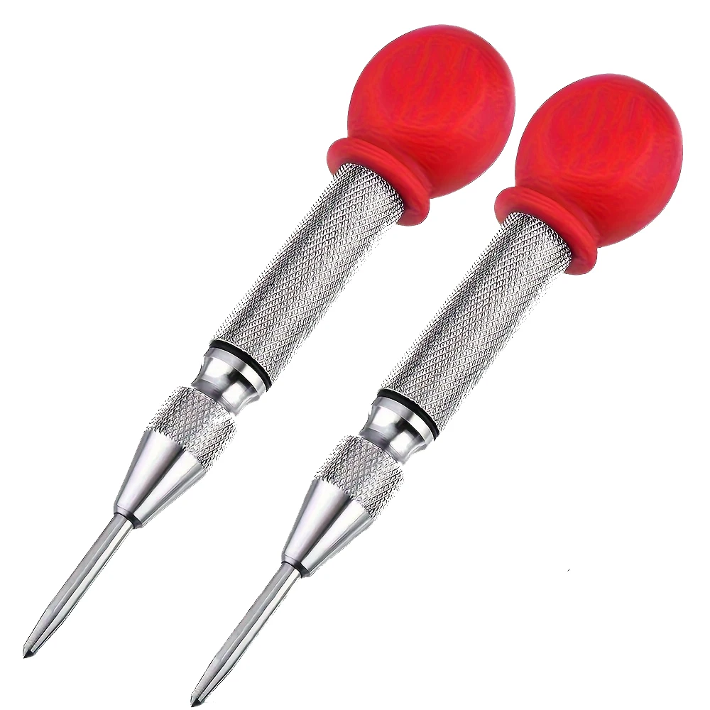 2pcs Automatic Spring Loaded Center Punch Set for Metal Wood Concrete Glass&Plastic Woodworking Opener Locator Punch Hole Tools