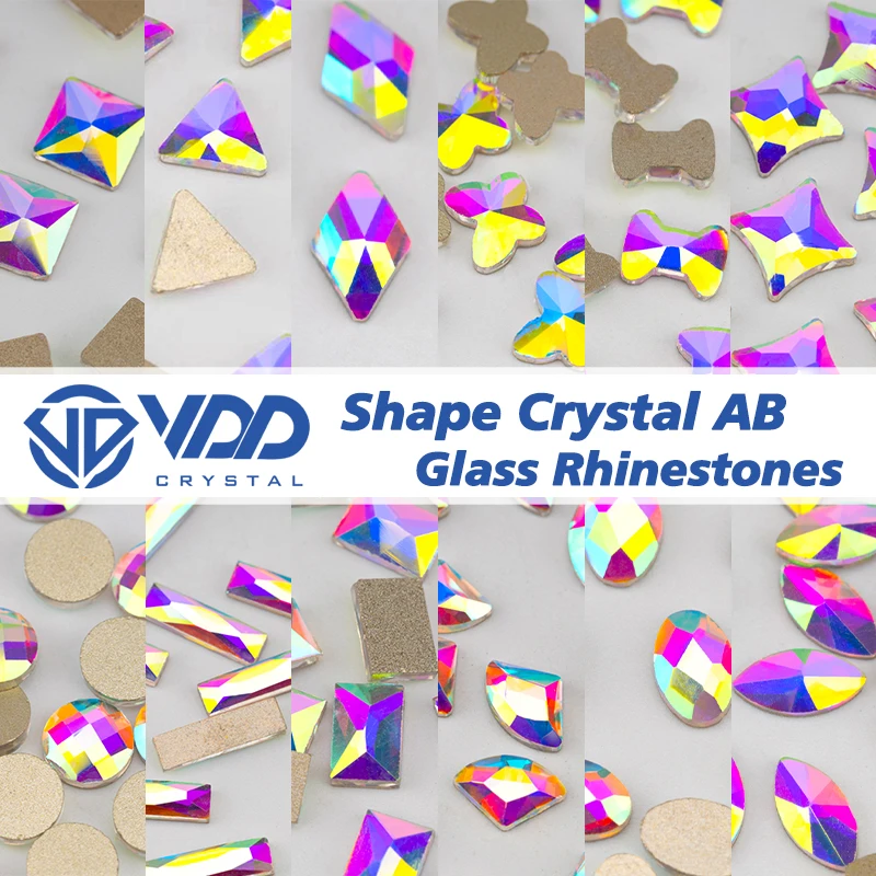 VDD 100/500/1440 Stück Glasform Kristall Strass Kristall AB Flatback Glitzersteine für DIY Nail Art Dekorationen SAB Serie