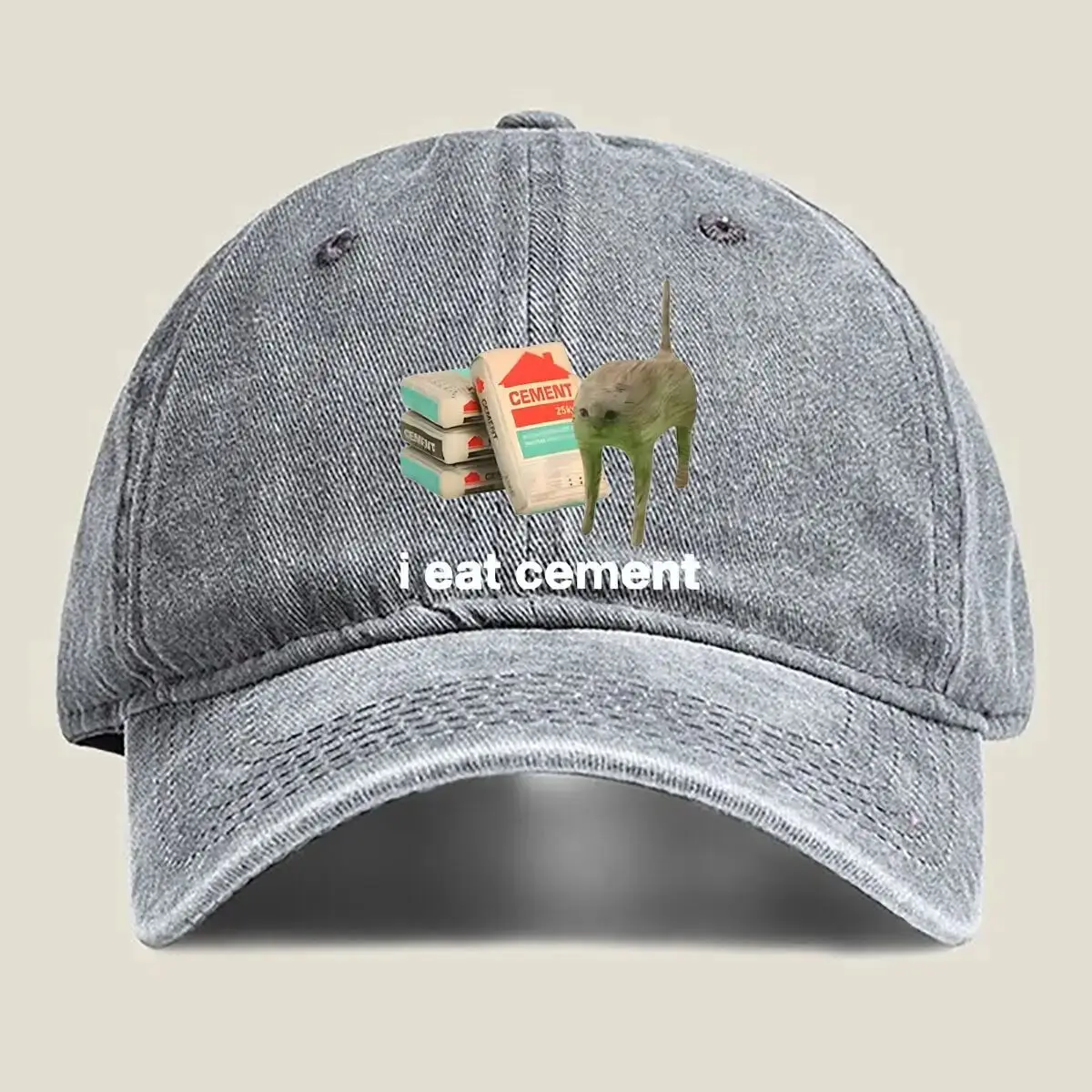 I Eat Cement Humorous Cat and Cement Design Humorous Outdoor Sun Protection Picnic Fishing Cycling Baseball Cap Fashion