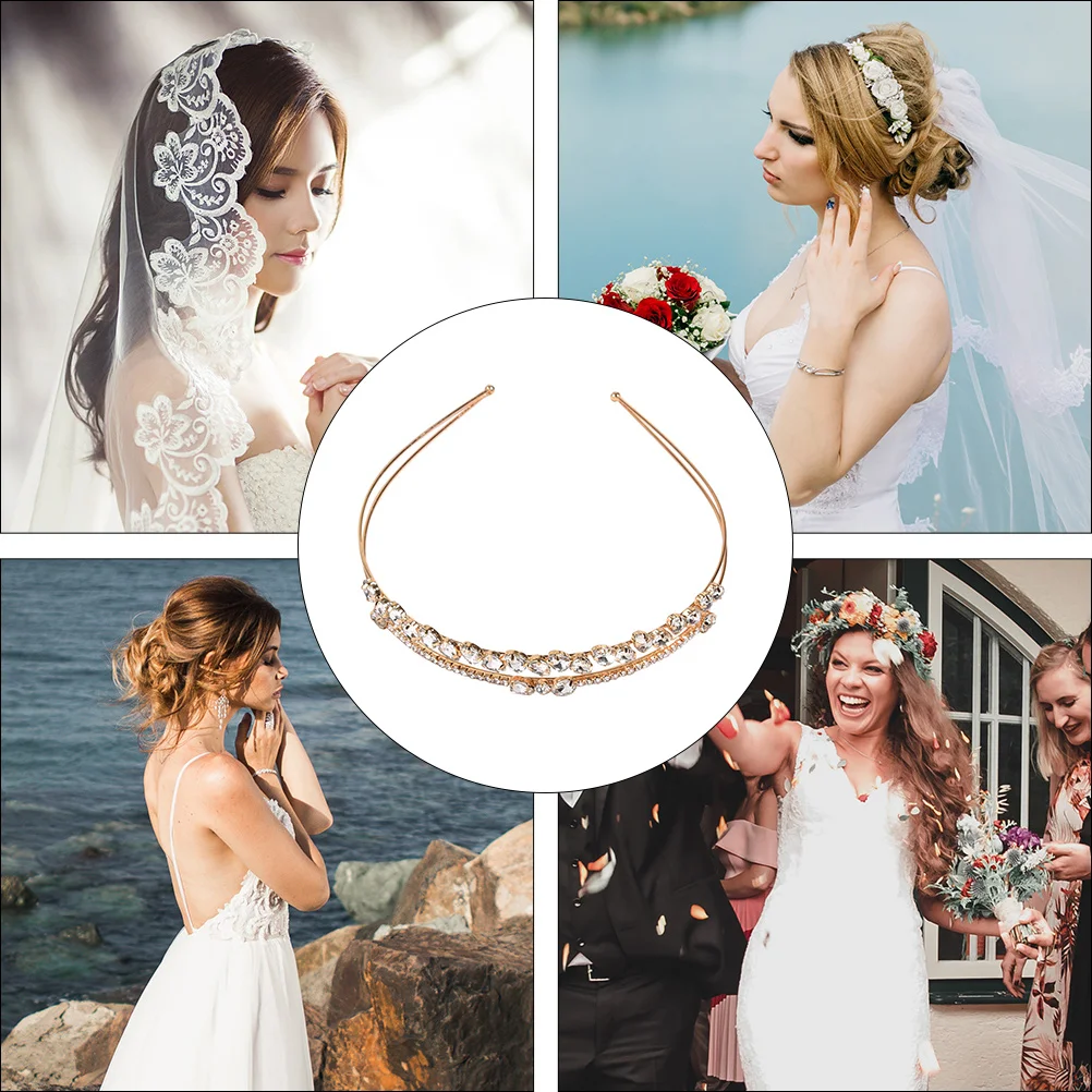 

1pc Rhinestone Headband Double Layer Studded Hair Band Sparkling Elegant Hair Loop For Wedding Banquet Dance Party Women'S