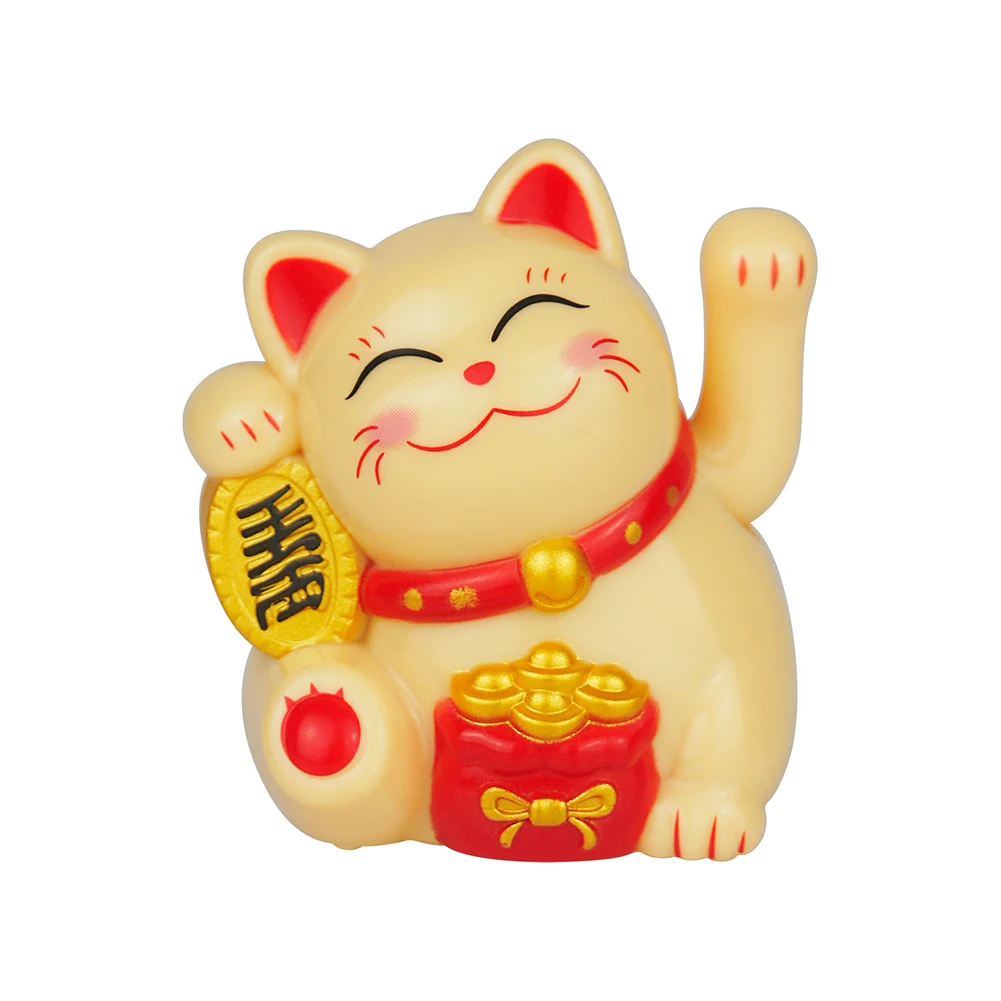 Chinese Lucky Cat Gold Waving Hand Cat Home Decor Wealth Fortune Welcome Waving Cat Sculpture Statue Decor Car Ornament