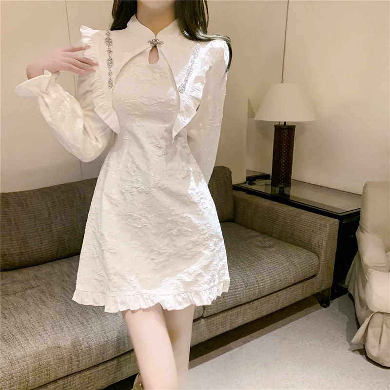 Spring Chic Kawaii Dress Women Sexy Party Elegant Mini Dress Female Long leeve Casual Korean Style Designer Sweet Dress 2023