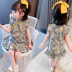 2-8T Kid Girl Dress Cheongsam Chinese Style Fashion Cosplay Party Wear Teen Sisters Children Clothing Baby Girl Princess Dress