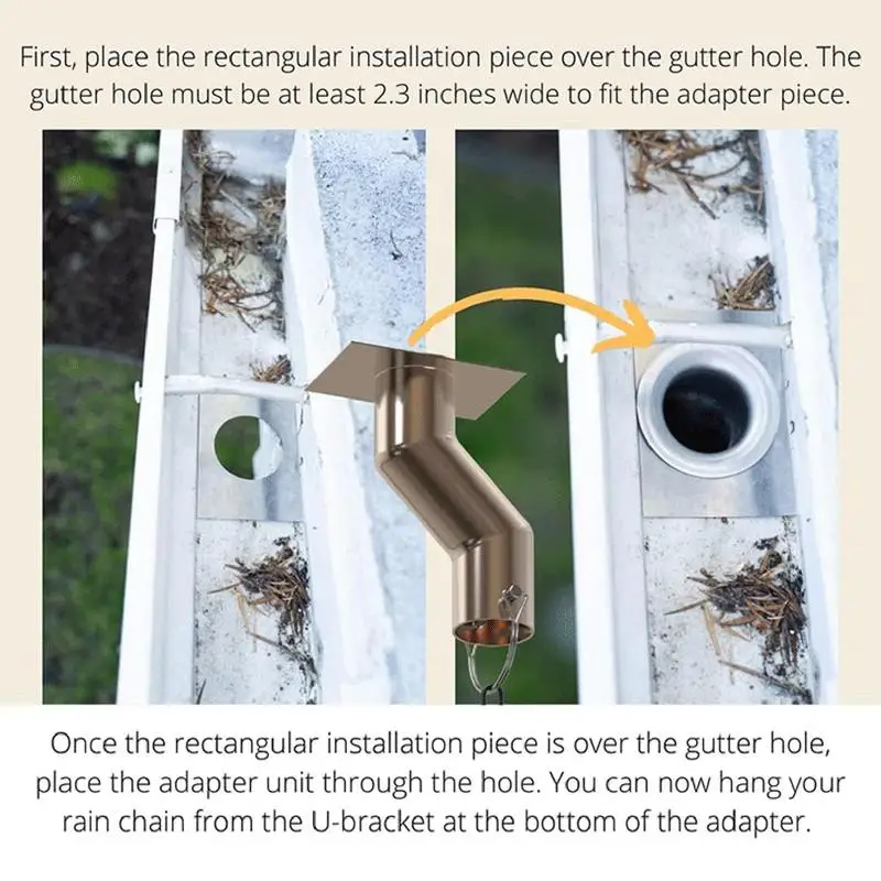 Rain Chain Adapter Kit Stainless Steel Rain Chain Gutter Outlet Installer Offset For Drains Not Directly Under Gutter Rain Chain