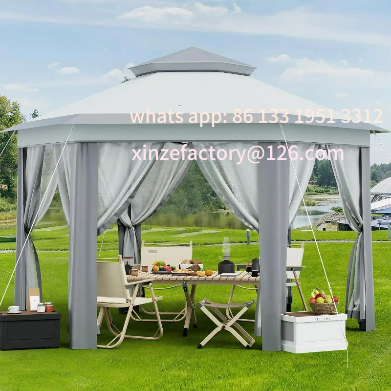 

Customizable 79.5" Foldable Gazebo Tent, Outdoor Canopy Tent With Mosquito Netting, Double-Layer Pop Up Canopy