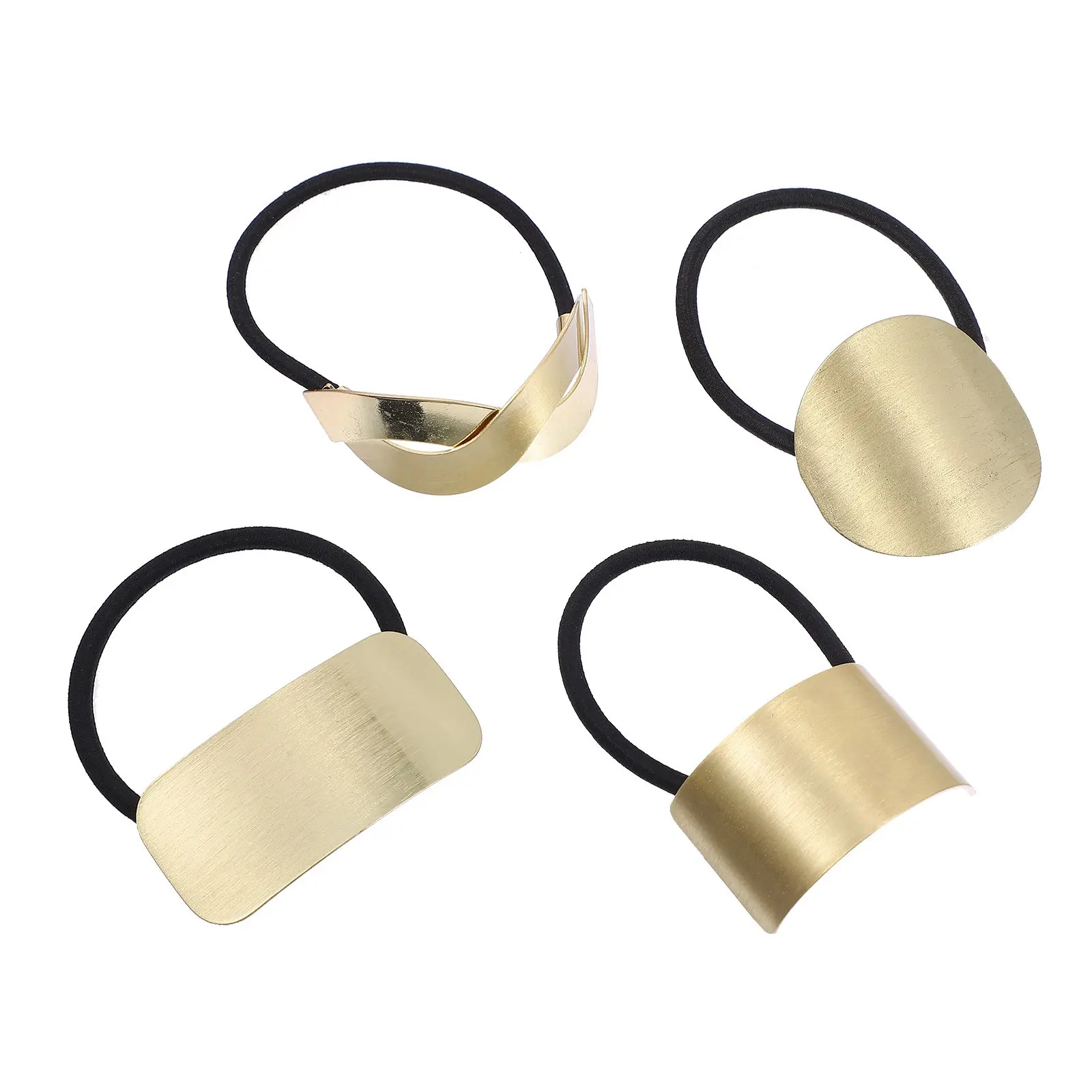 

4Pcs Metal Hair Ropes Stylish Hair Holders for Women Elastic Ponytail Cuffs for Workout Travel Party Ponytail Cuff