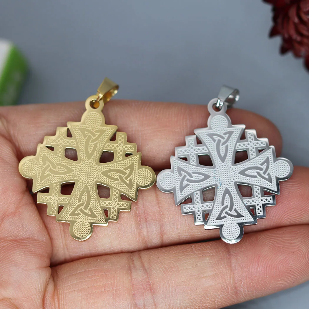 2pcs Jerusalem Cross Jesus Stainless Steel Charms Pendant for Jewelry Making Necklace Witch Knot Symbol Logo Amulets Accessories