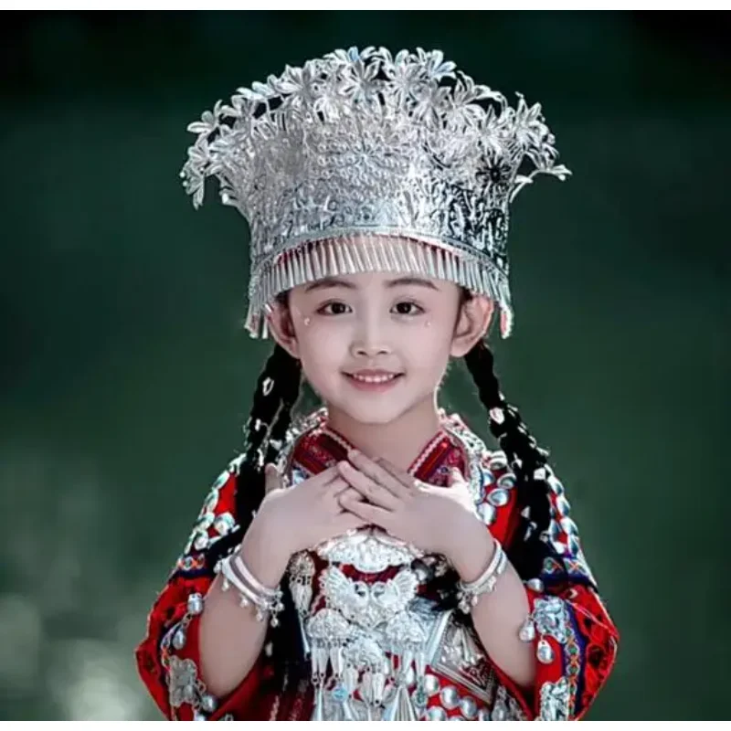 

Chinese Miao Children's Headwear Hat Guizhou Silver Headwear Hat