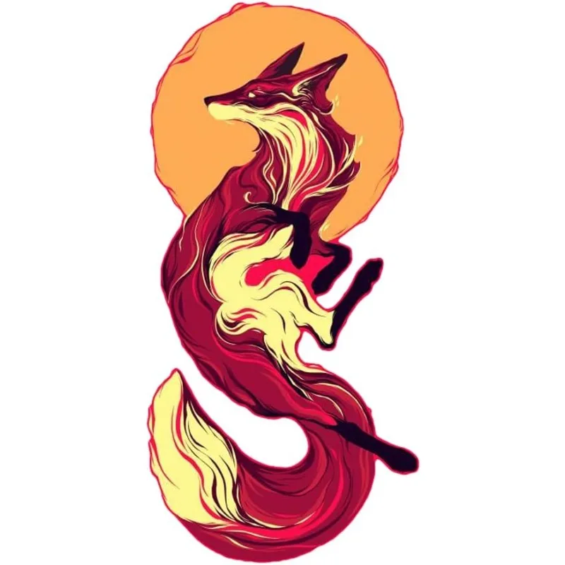 1Pc Retro Japanese Red Fox Vinyl Sticker, Waterproof Decal For Helmet Wall Motorcycle Camper Trunk Decor, Holiday Gift