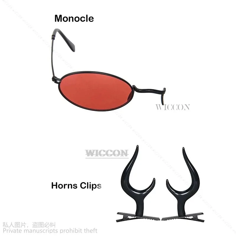 Hazbin Alastor-gafas de Cosplay, tocado de cuerno, accesorios para orejas de Hotel, coronas Halos, ala de Ángel para juegos de rol, coss;3, k8'