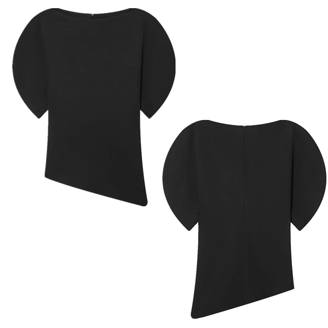 

Maxdutti 2026 Summer Black Shirt Nordic Minimalist Fashion Loose Batwing Sleeve Shirts & Blouses Women's Clothes Shirts Tops