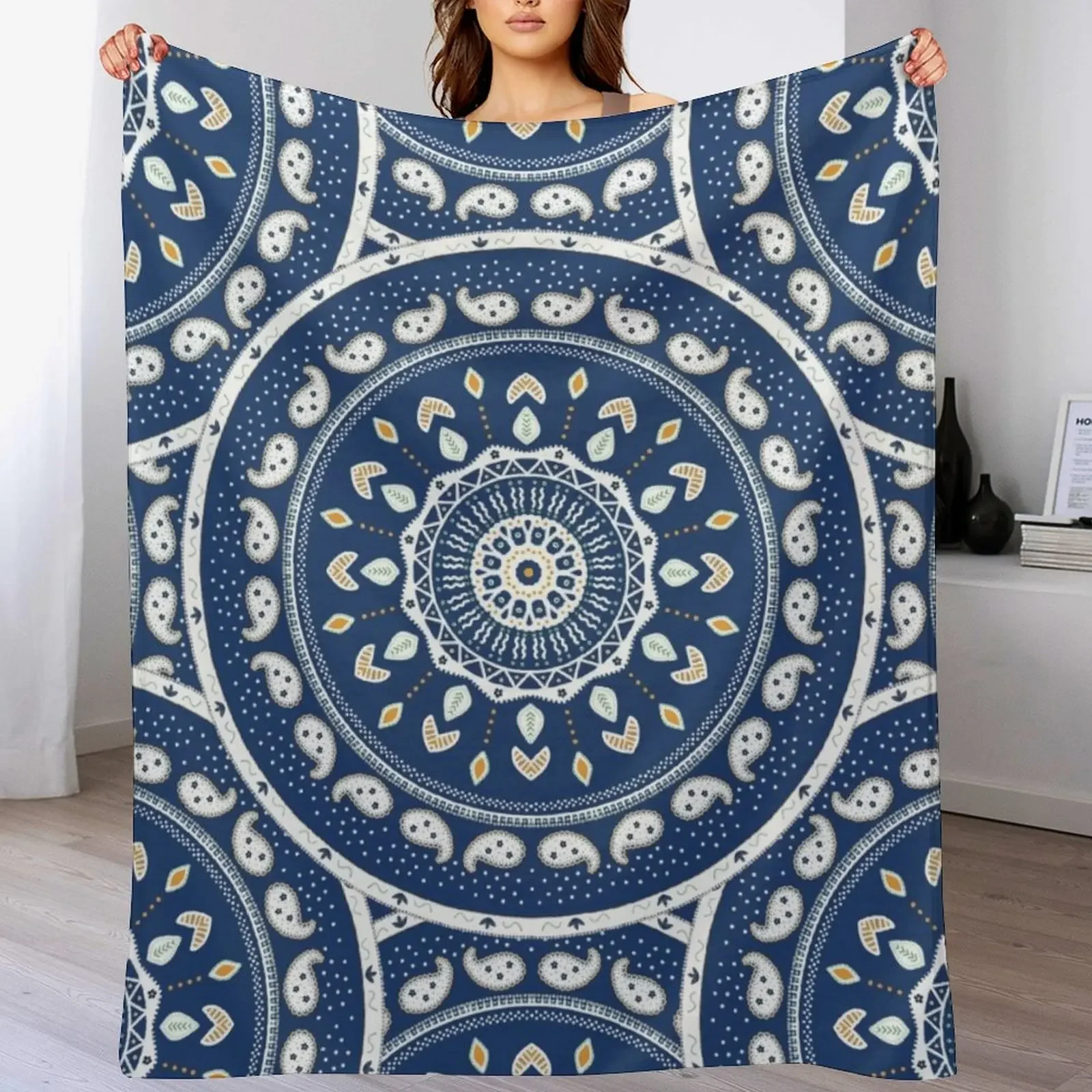 

New Blue White Yellow Green Mandala Design Throw Blanket Sofa Hair Summer Beddings Blankets