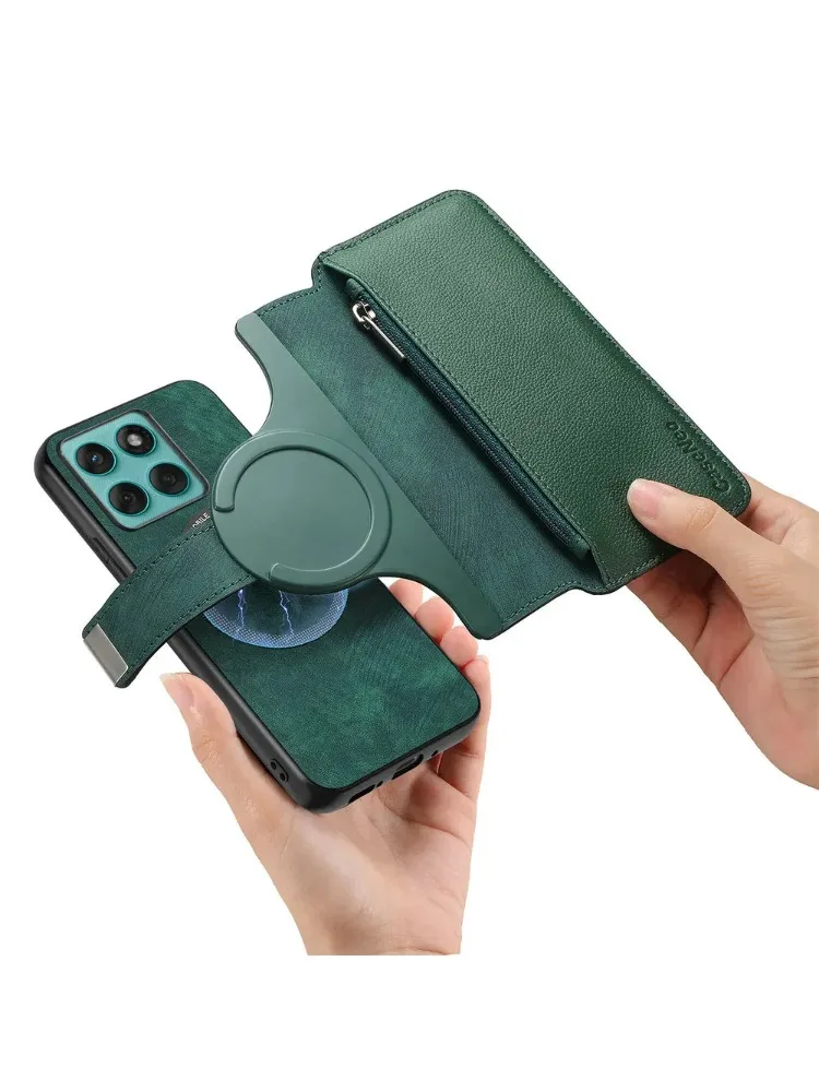 Odłączana etui-portfel 2w1 z zamkiem błyskawicznym i magnetycznym zamknięciem do Motorola Moto Edge 70 60 50 Neo 60s Pro 50 Fusion 60 Neo Signature 5G, etui z klapką — zdjęcie produktu 7