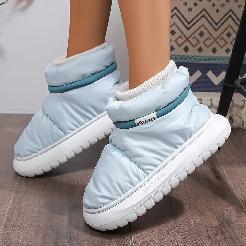 

2023 New Outdoor Waterproof Platform Snow Boot Women Warm Plush Lining Ankle Boots Woman Non Slip Thick Bottom Cotton Shoes