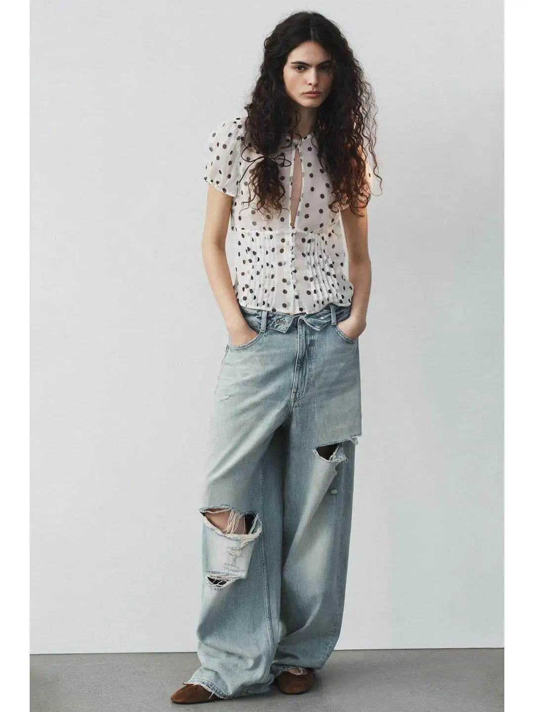 

Loose Fashionable Mid-Rise Cuffed Jeans Casual Summer Spring Denim Pants Women's Spring Season Loose Fit No Stretch Denim