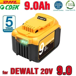 20V 9.0Ah Lithium-ion DCB206 Replacement Battery Compatible for Dewalt Battery DCB200 DCB205 DCB206-2 DCB204 DCB204BT-2 with LED