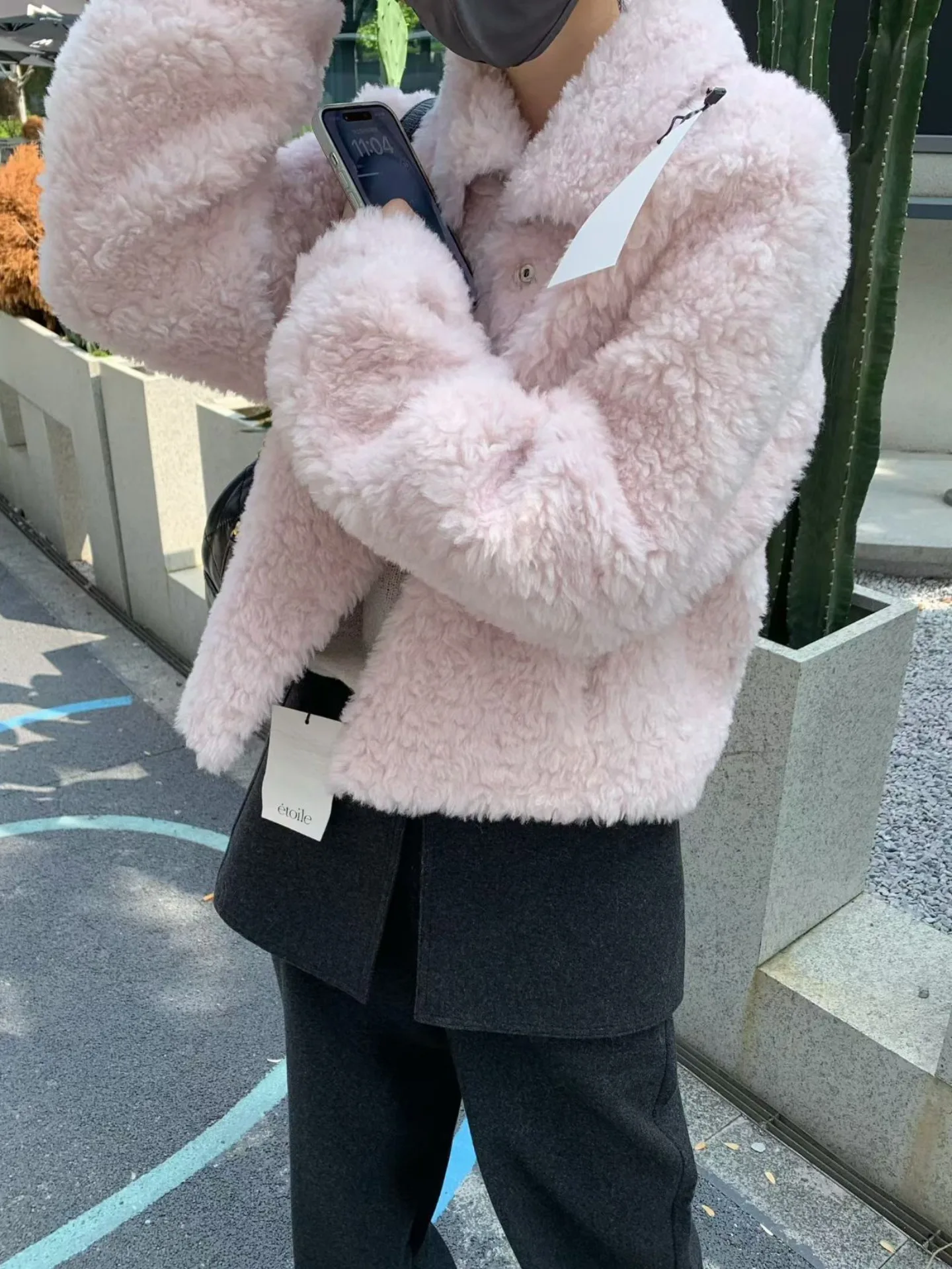 خريف شتاء 2025 الكورية Sle المرأة معطف الفرو طوق زر واحد الجلود والفراء متكاملة صديقة للبيئة الفراء ملابس خارجية