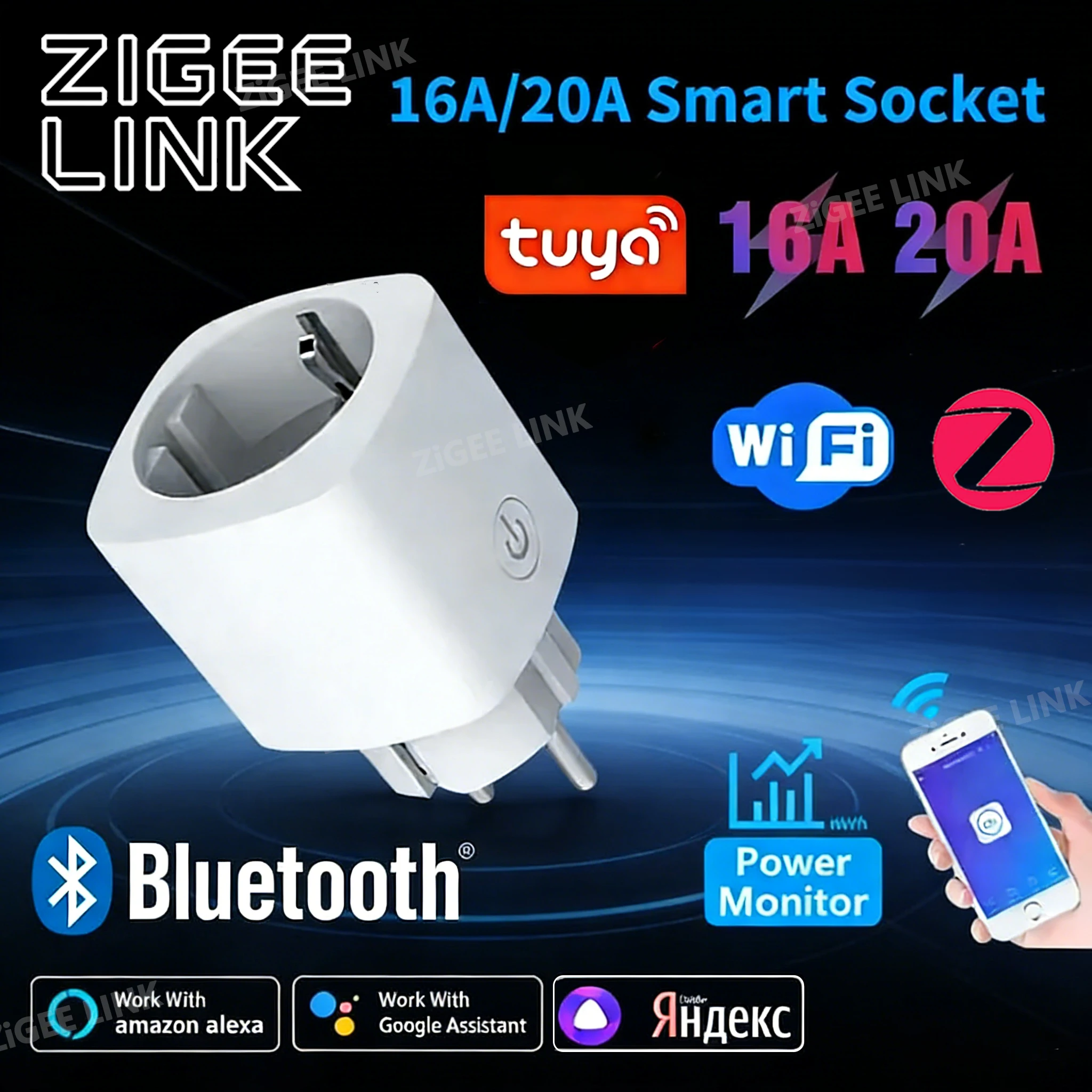 WLAN oder Zigbee3.0 Smart Steckdose EU Smart Socket Mit Stromverbrauchsmessung Zeitschaltfunktion Smart Life APP Sprachsteuerung Via Alexa Google