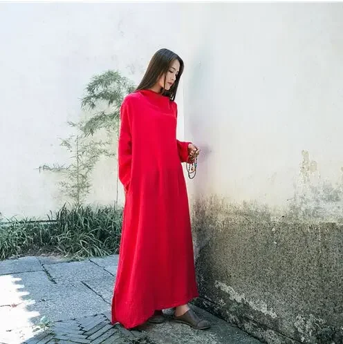 Women Black White Casual Vintage Hooded Dress Long Paragraph Dress Long Sleeved Vestidos 2017 Autumn Cotton Winter Maxi Dress