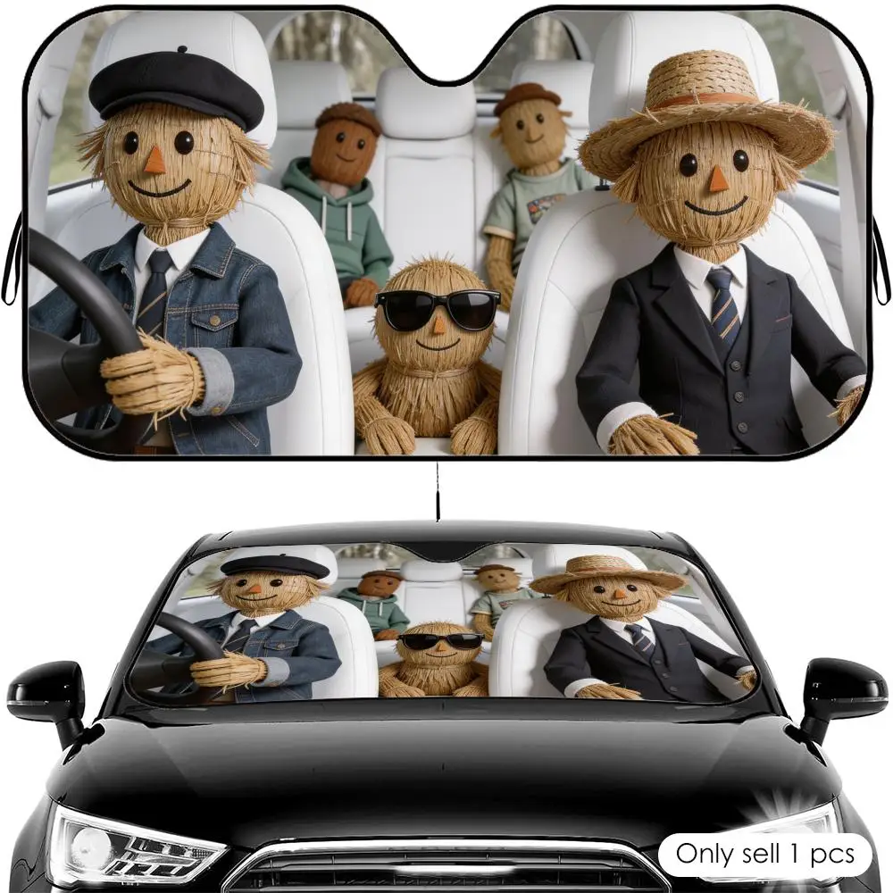 

Scarecrow Car Crew Sun Visor Reusable Aluminum Foil Car Windshield Sun Visor UV Protector Heat Insulation Cover Shade