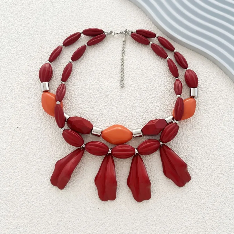 

Персонализированное богемное двухслойное многоцветное геометрическое ожерелье из смолы, в стиле экстравагантного повседневного образа