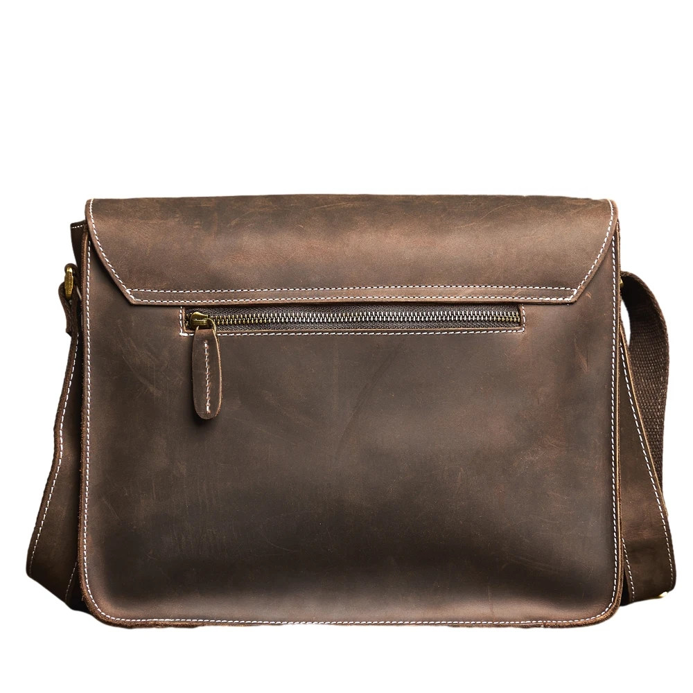 Imagem -04 - Zrcx-bolsa de Ombro de Couro Genuíno Masculina Casual Estilo Universitário Bolsa de Mensageiro Vintage Bolsas de Laptop de 129 Polegadas