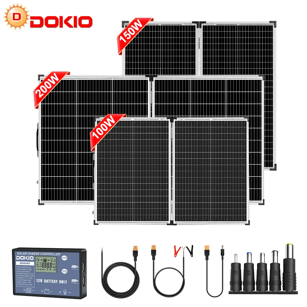 DOKIO Ukraine 100W 160W 200W Foldable Solar Panel 10A/20A 12V Controller Folding Photovoltaic Cell/System Charger Solar Board