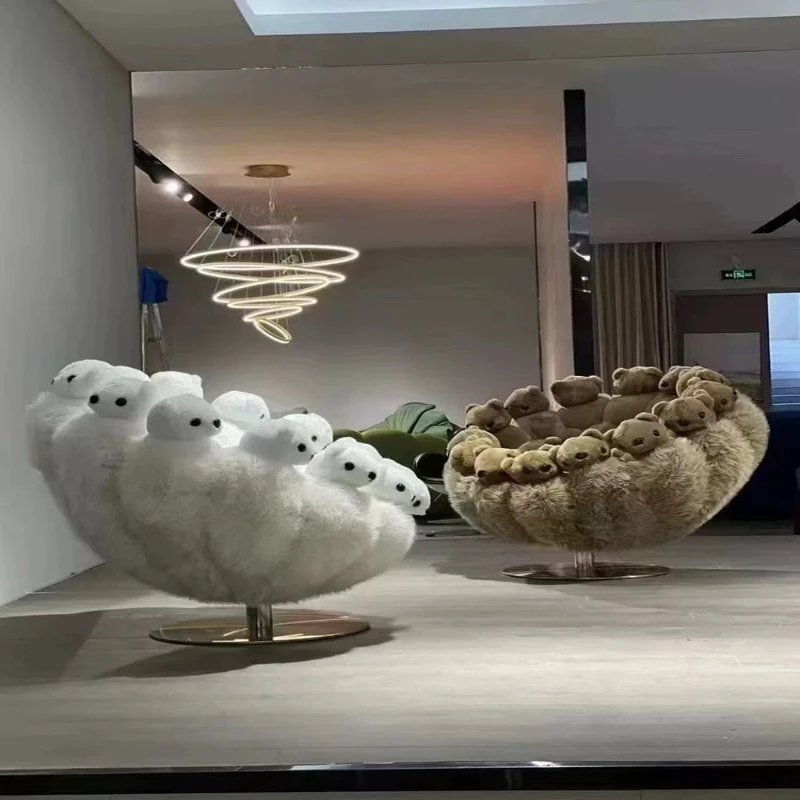 Living room, homestay, single sofa chair, bear swivel chair, modern creative simple art leisure chair