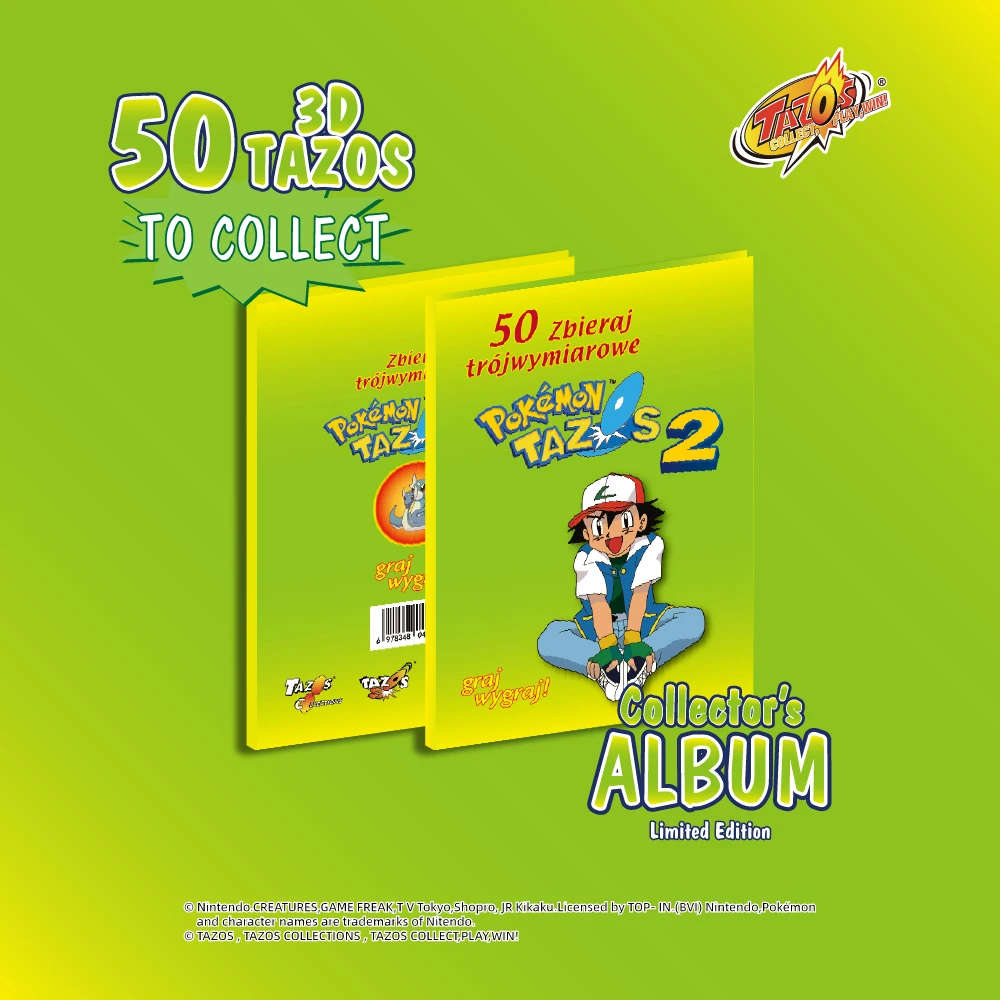 

TAZOS Collections Pokemon 3D Tazos Set 1 (50/50) Full/Complete with Album Lays/Flippo/Pogs/Taps【Polish Version】