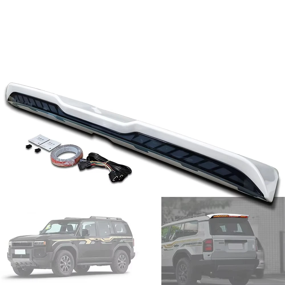 

Car Accessories Facelift Rear Tail Spoiler Rear Roof Wing With Light for Land Cruiser Prado LC250 2023 2024