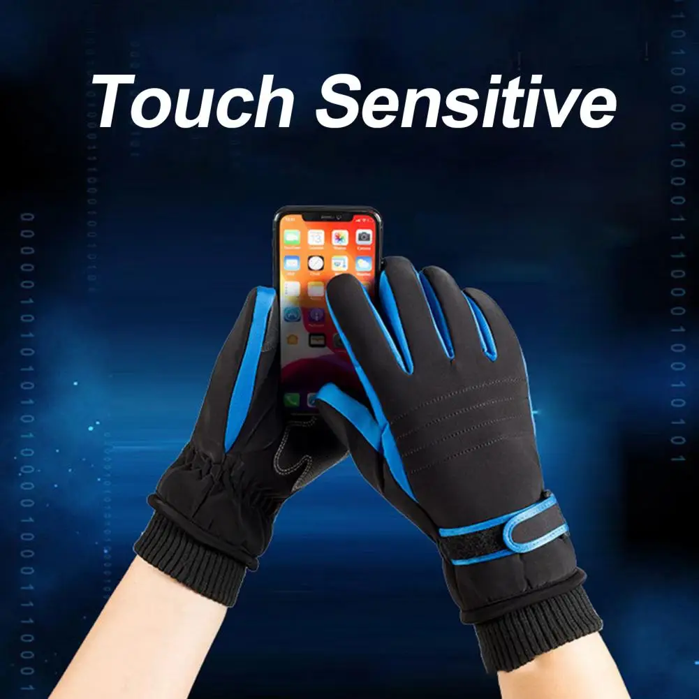 Cycling Gloves 1 Pair Simple Touchscreen Nylon  Windproof Men Winter Sports Cycling Gloves for Daily