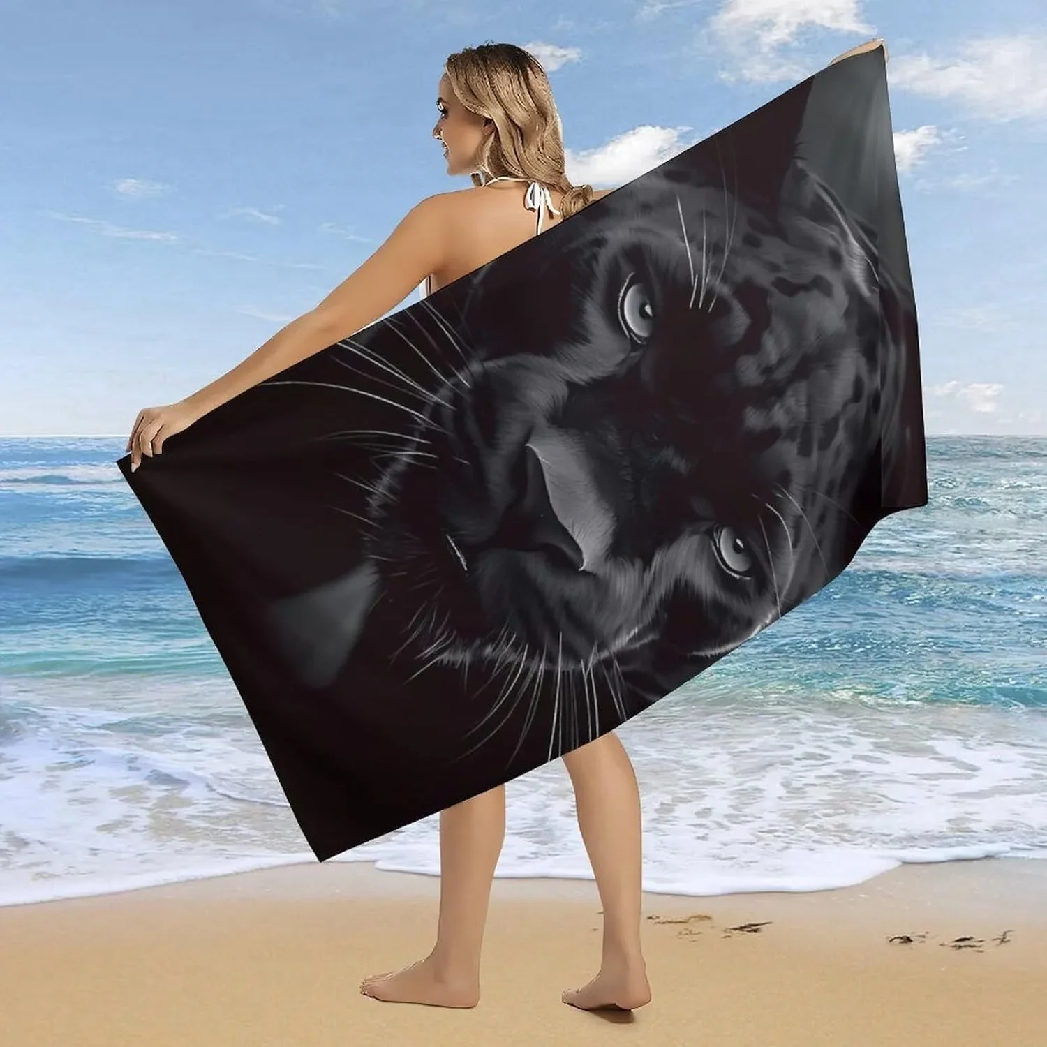 Toalla de playa Black Panther: tu mejor compañero de playa para estilo y comodidad Adecuado para toallas, toallas de baño, toallas de playa