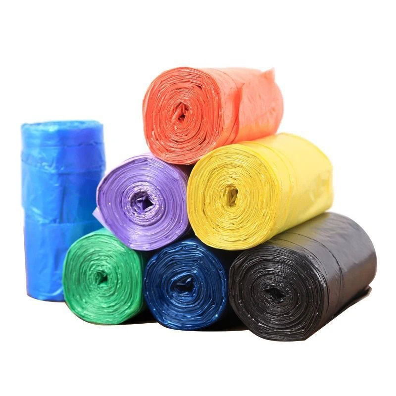5 Rolls Flat Top Disposable Plastic Garbage Bags Pre-cut Color Bin Liners Household Waste Bags For Kitchen Bathroom Office