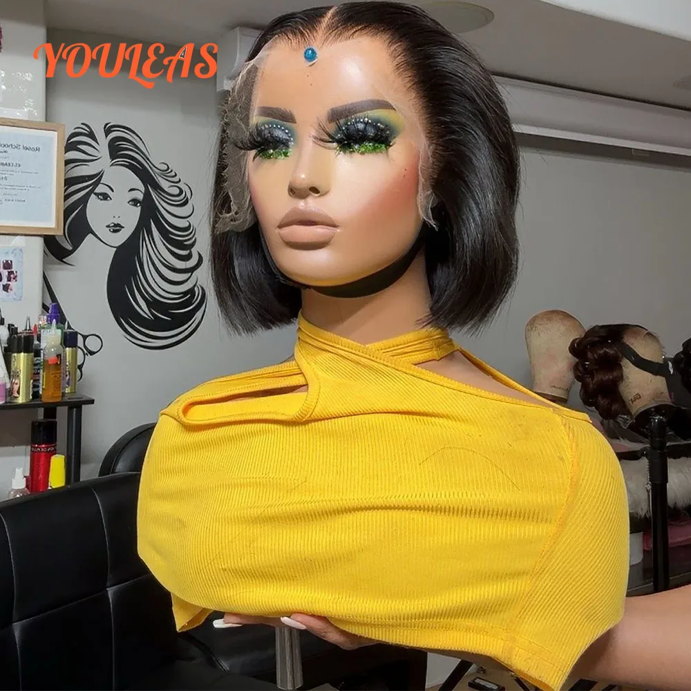 

Lagos Hairline Bone Straight Bob Парик из натуральных волос 13x4 Прозрачный кружевной фронтальный бесклеевой парик из человеческих волос, готовые к ношению