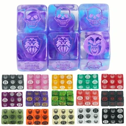 Juego de dados de mármol transparente, juego de mesa, 6 piezas, D6, Color opaco