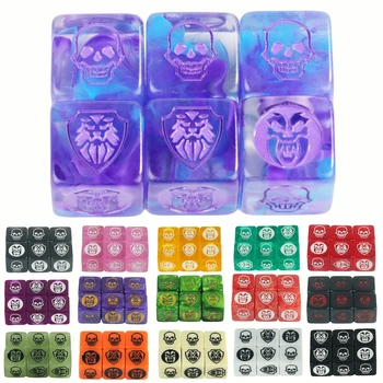 Dados de juego, 6 uds., dados D6, Color opaco de mármol transparente para juego de mesa