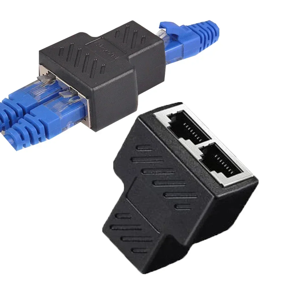 1 To 2 Ways RJ45 Ethernet LAN Network Female Splitter Double Adapter Ports Coupler Connector Extender Plug