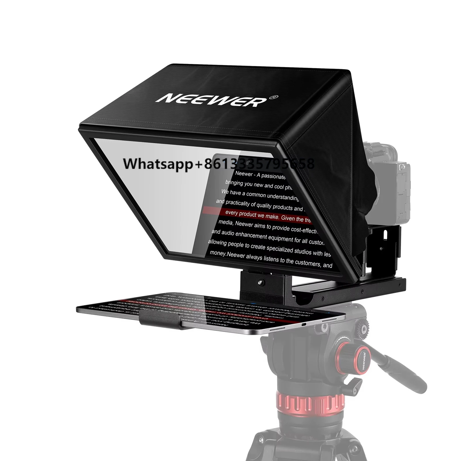 

NEEWER X12B Aluminum Alloy Lift able Teleprompter 12" for iPad Tablet Phone DSLR Remote & App Control For iOS Android