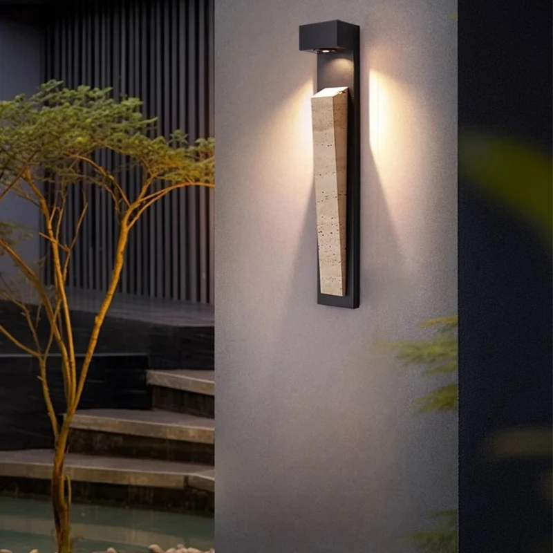 

Waterproof Outdoor Wall Light Natural Stone Exterior IP65 Weather-Resistant Lighting for Garden Porch Balcony Villa & Patio Deco
