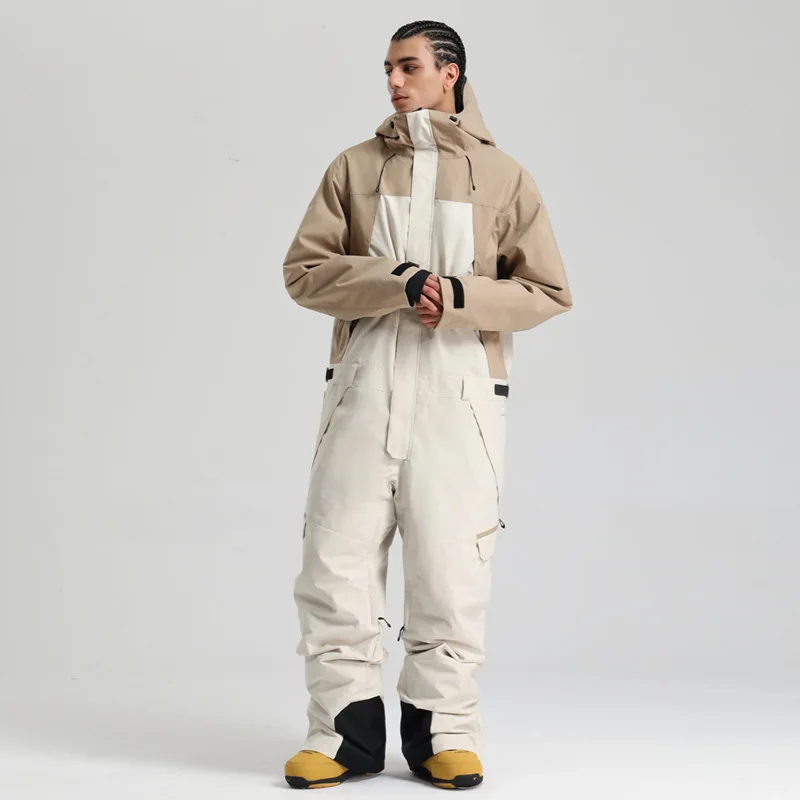 Windproof  Waterproof Jumpsuit for Men Women, One Piece Ski Suit, Warm Snowsuit, Ski Jacket and Pant, Snowboard Snowsuit, Winter