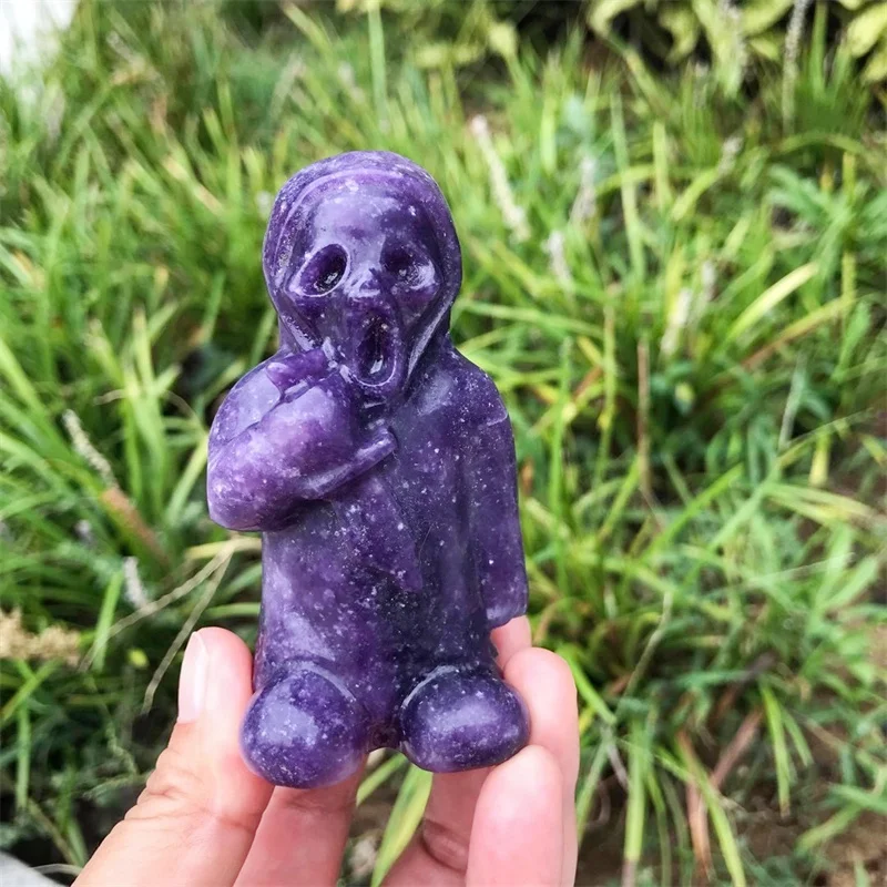 Natural Purple Mica Killer Cartoon Crystal Handmade Carved Polished Healing Statue For Home Decoration Gift 1pcs