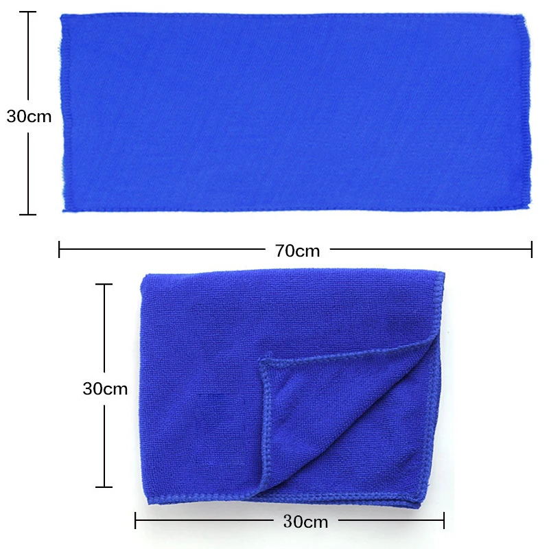 1/5Pcs Blue Car Wash Microfiber Towel Car Cleaning Drying Soft Cloth Detailing Car Wash 30cmX30cm 30cmx70cm Microfiber Towel