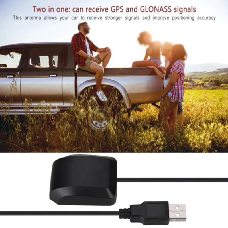 USB Antenna GPS Accessories 2in1 Receiver Dual Glonass Module For Car Laptop Phone Black 1575-1602MHz 1pc Tracking New