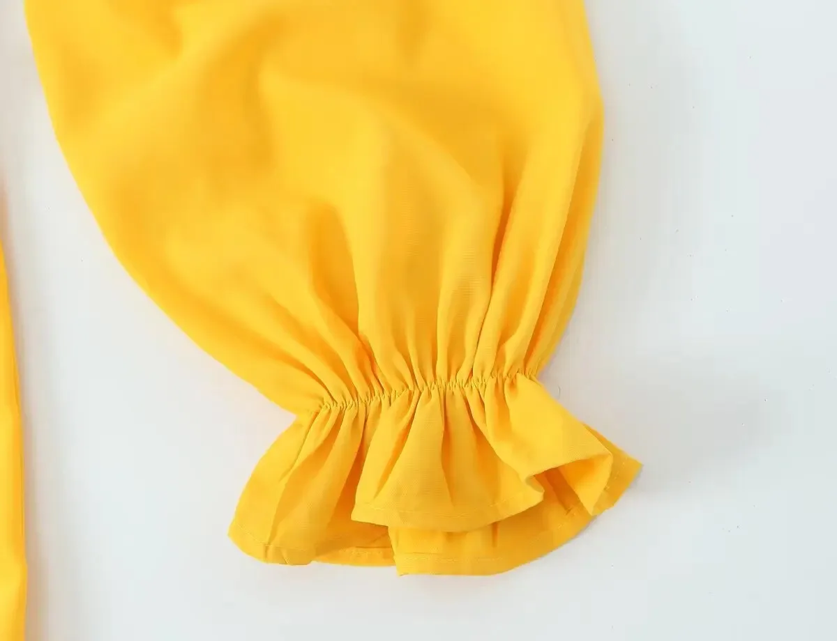 HH Female Summer New Fashion Backless Yellow Slash Neck Long Sleeves Dress Women's Elegant Beach Style Hem Slit Long Dress