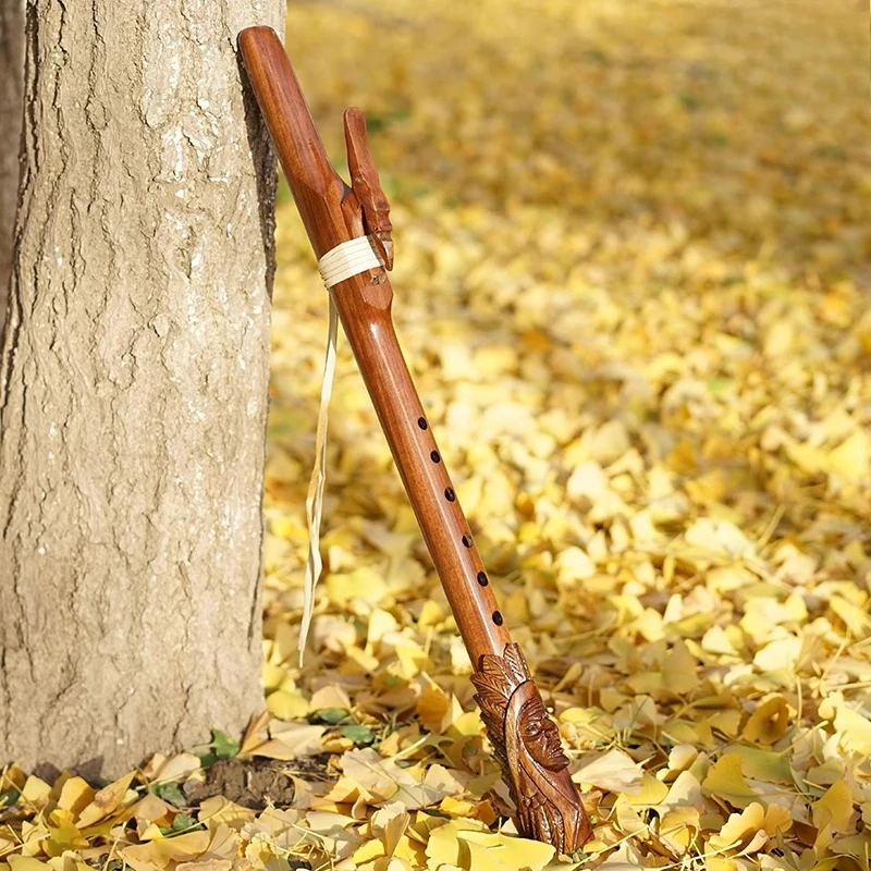 Wooden Indian Flute 6 Hole Playing Flute Portable Adult Playing Flutes Dongxiao Professional South American Musical Instrument